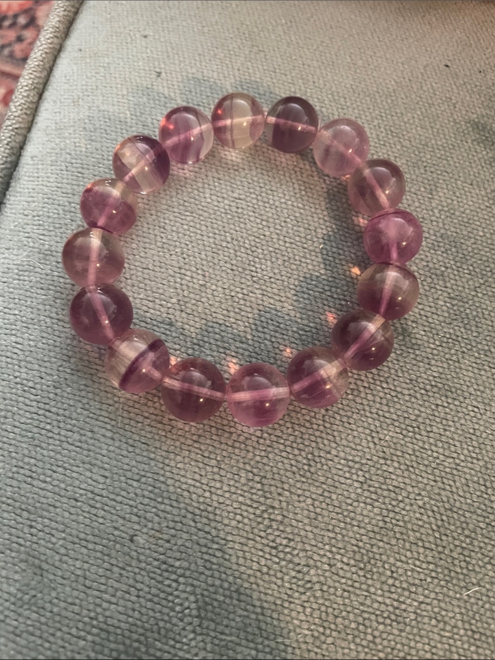 Magenta and Purple Flourite Clear Beaded Stretch Bracelet - Women Jewelry - Picture 2 of 5